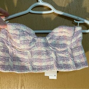 Zara Lavender and Cream Plaid Corset Bralette